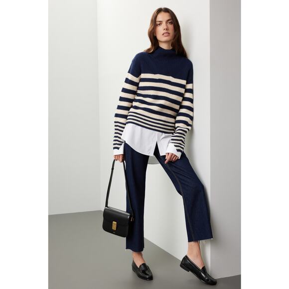Derek Lam 10 Crosby x RTR Navy Stripe Sweater - Size Medium - Picture 2 of 5